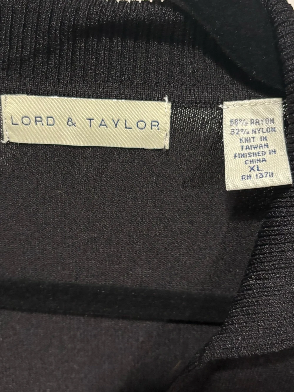Lord & Taylor Vintage Black Short-Sleeve Sweater Polo X-Large